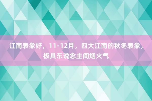 江南表象好，11-12月，四大江南的秋冬表象，极具东说念主间烟火气